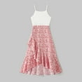thumbnail image 2 of PatPat Family Matching Dresses Kids Girl 8-9T Mommy and Me Cotton Ribbed Spliced Floral Print Ruffle Trim Tulip Hem Cami Dresses, Girl Dresses, 2 of 12