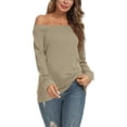 thumbnail image 2 of PPYOUNG Womens Off Shoulder Long Sleeve Blouses Casual Tunic Tops, 2 of 4