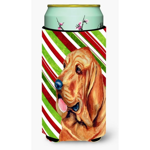 Bloodhound Candy Cane Holiday Christmas Tall Boy Hugger