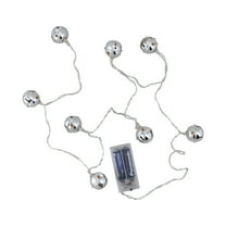 Northlight Jingle Bell LED Christmas Lights - Silver - 3' Clear Wire - 8ct