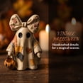 thumbnail image 6 of Lighted Vintage Patchwork Ghost, Light Up Ghost with Pumpkin Lantern Halloween Decor, 2027 Vintage Halloween Patchwork Ghosts Lamp, Rustic Fall Figurine Decoration for Mantel Shelf Entryway Porch, 6 of 7