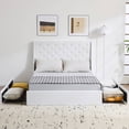thumbnail image 6 of Zimtown Upholstered Full Platform Bed Frame w/ 4 Drawers, No Box Spring Needed, White, 6 of 7