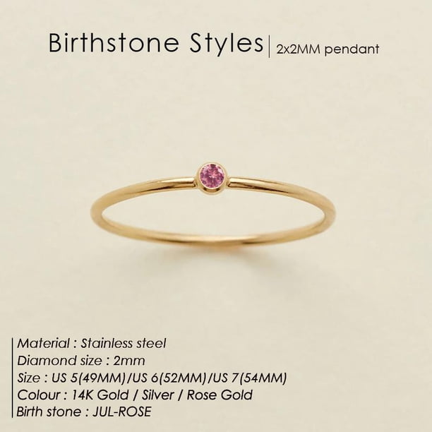 Anillo SUNIBI de acero inoxidable 316L con piedra de nacimiento para mujer, anillo de estilo Simple de Color dorado, joyería de moda para fiestas y festivales, triangulación de envíos Dengxun unisex