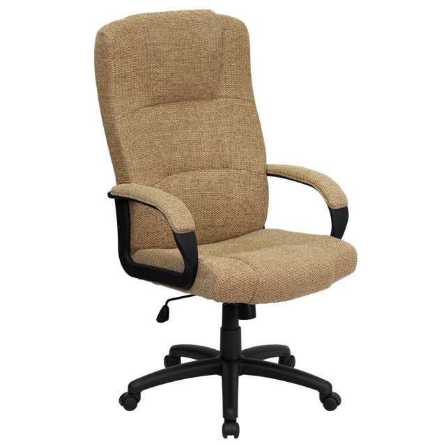High Back Beige Fabric Executive Swivel Chair with Arms