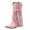 Pink, variant on ZMHEGW Boots For Women Comtable Pull On Heel Pointed Toe Fringed Western Knee High Mid Boots Shoes
