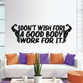 thumbnail image 3 of Dont Wish For A Good Body Work For It - Exercise Workout Muscles Silhouette Quote Motivation Fitness Inspiration Vinyl Wall Art Sticker Decal Home Gym Workout Area Fitness Decoration Size(4x10 inch), 3 of 3