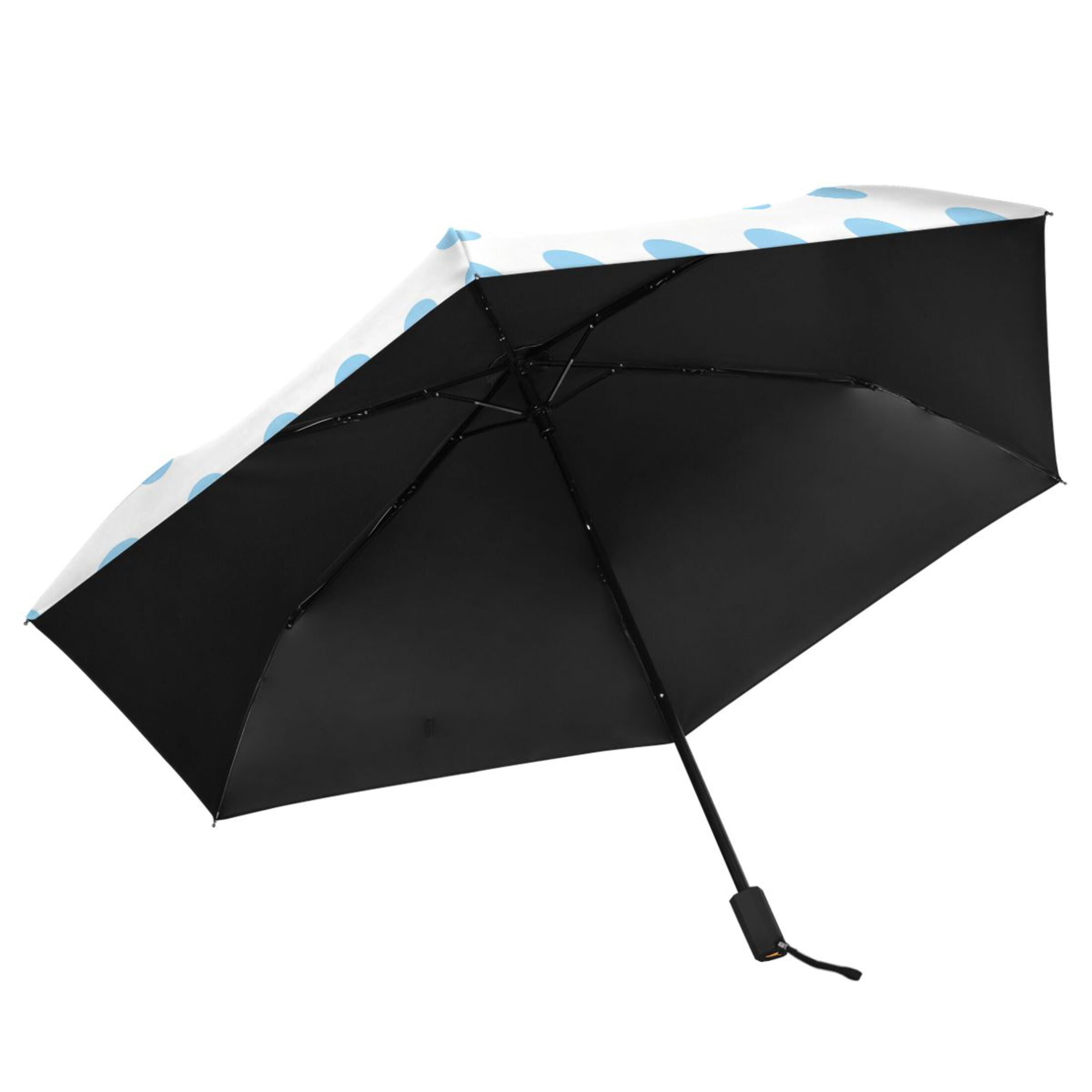 Light Blue Polka Dot Compact Sun Umbrella Windproof Travel Umbrellas for Rain Strong Portable UV Protection