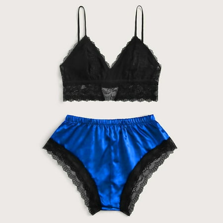 

Women s 2 Piece Lace Cami Top and Shorts Satin Sleepwear Pajama Sets