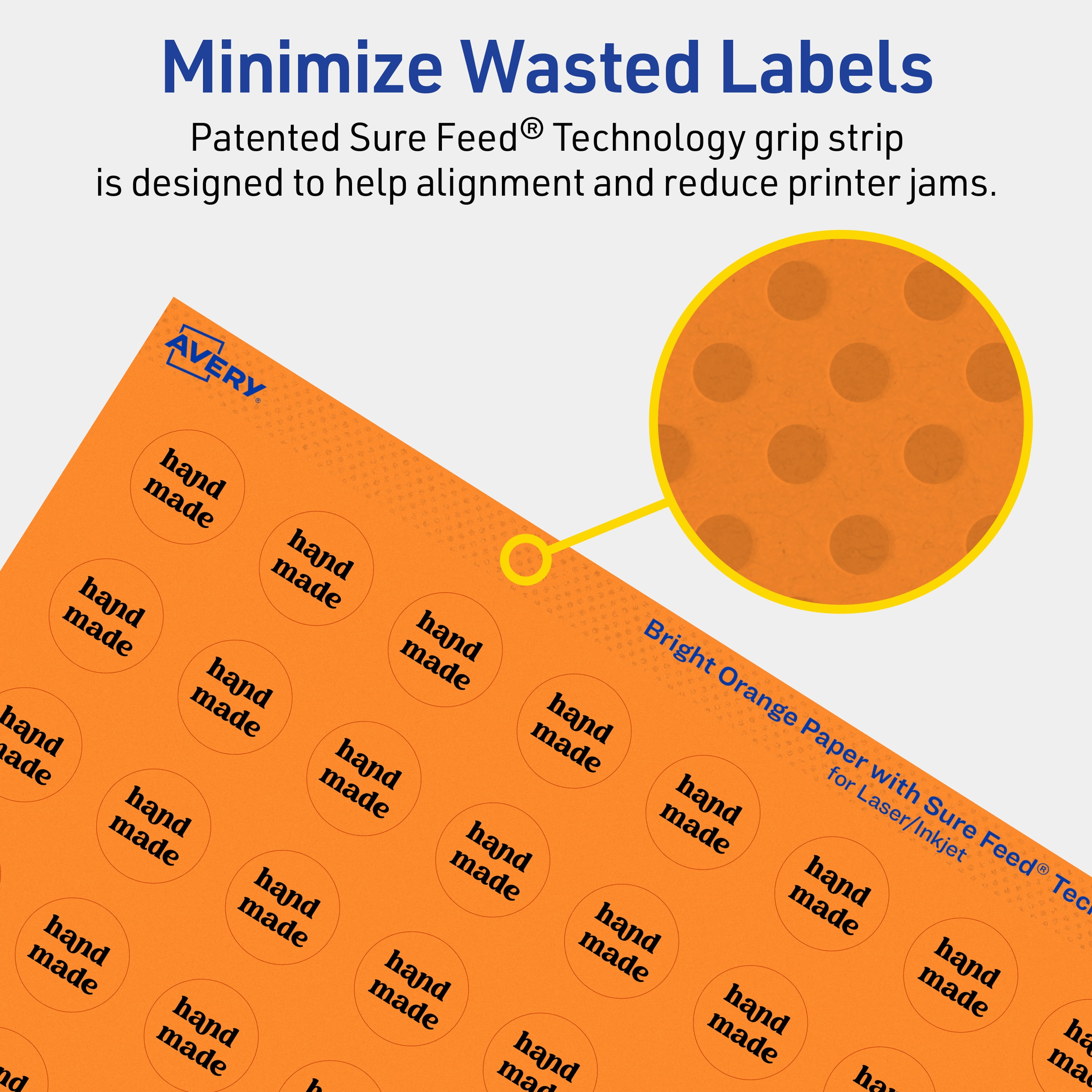 Avery Printable Round Labels, Bright Orange, 0.75" Diameter, 6,400ct