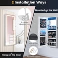 thumbnail image 2 of Giantex 42.5" LED Mirror Jewelry Cabinet, Wall Mounted/Door, Hanging Jewelry Armoire, White, 2 of 6