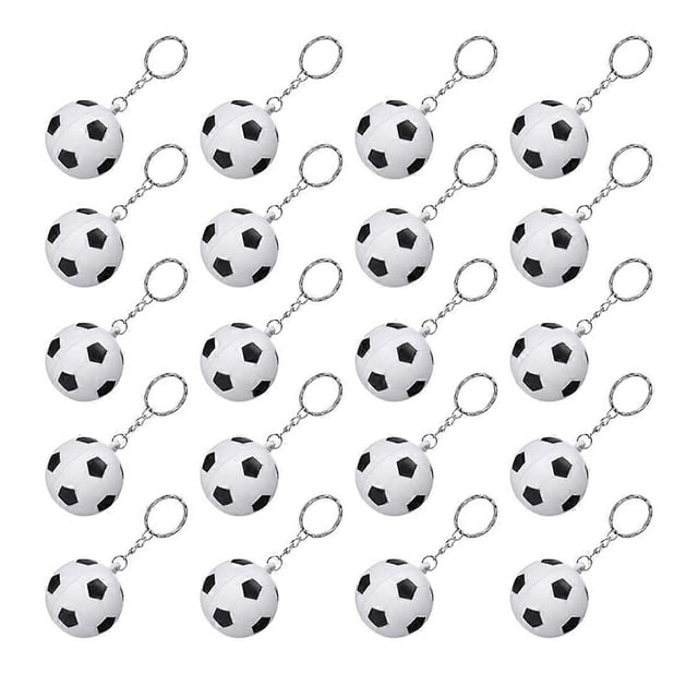 Paquete de 20 llaveros de balón de fútbol para recuerdos de fiesta, pelota antiestrés de fútbol, recompensa para carnaval escolar, centro deportivo