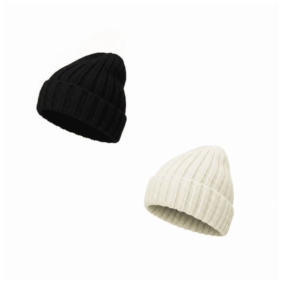 2 Pack Soft Warm Slouchy Knit Beanie for Women, Winter Ski Stocking Cuffed Cap