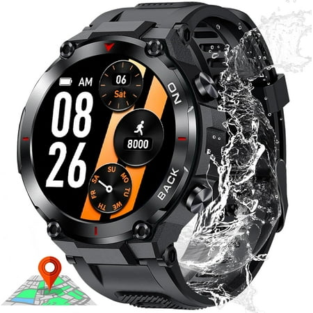 Military GPS Smart Watches Compatible with ZTE GABB Z2 - GPS Sports Smartwatch IP68 Waterproof 1.32" HD Big Screen Fitness Tracker with 20 Sports Modes Heart Rate Monitor Sleep Tracker