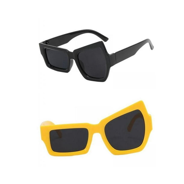 Gafas de sol de fiesta novedosas Hugo 2 piezas Amarillo negro Unisex Retro
