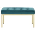 thumbnail image 4 of Contemporary Modern Urban Designer Living Room Lounge Club Lobby Accent Chair Bench, Velvet Fabric, Gold Aqua Blue, 4 of 5