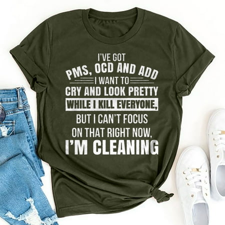 

OKBOP Scrub Tops Summer Fashion Loose Round Neck Letter Print Short Sleeve T-Shirt Black Blouse Custom Shirt