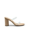 thumbnail image 2 of BURUDANI Women's Square Open Toe Block Heels Two Strap Slip On High Heeled Slides Sandals, 2 of 5