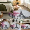 thumbnail image 6 of Valentine's Day Area Rug, Oil-Painting Couple under Pink Umbrella Paris Eiffel Tower Tree Washable Large Circle Carpet, Non Slip Round Rug for Living Room/Bedroom/Dining Room/Home Office/Dorm, 6 of 9