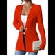 thumbnail image 2 of Chaqueta de Traje Informal de Oficina para Mujer, de Larga, con un Botón y Abertura Frontal, con Diseño de Gofre Gran Rojo L, 2 of 8