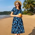 thumbnail image 4 of Balery Blue Butterfly Vestidos sueltos de manga corta para mujer, vestidos de verano 2025, vestidos casuales de corte A con vuelo., 4 of 6