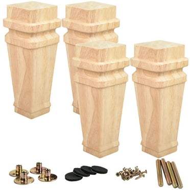 6-Inch Wood Furniture Legs - Brown, Solid Wood, Set Of 4 For Sofa, Dresser, Cabinet