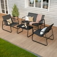thumbnail image 3 of Asofer 4-PCS Outdoor Patio Furniture Set with Glass Table, Bistro Table and Chairs Set for Poolside, Porch, Lawn,Black, 3 of 6