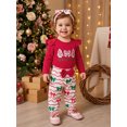 thumbnail image 4 of RUINIXCW Baby Girl Christmas Outfit Embroidered Long Sleeve Romper Pants Headband, 4 of 5