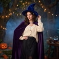 thumbnail image 2 of Womens Wizard Hat Costume Accessory, Foldable Pointed Witch Hat with Soft Velvet Texture, Cone Hat for Halloween Party Cosplay Dress Up Blue, 2 of 7