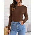 thumbnail image 2 of Women's Long Sleeve Crewneck Tops 2024 Spring Fall Clothes Ribbed Knit Sweater Slim Fitted Casual Basic Tee Shirts, 2 of 4