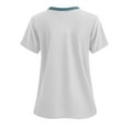 thumbnail image 2 of Colorblock Scrubs for Women Loose Fit Stretchy Scrub Tops V Neck Short Sleeve Housekeeping Nursing Uniforms with Pocket, 2 of 4