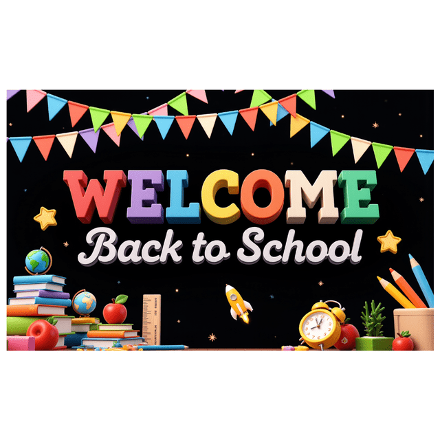 Colorful Design Back to School Banner Educational Theme Classroom Decor Welcome Sign for School Event Teacher's Day