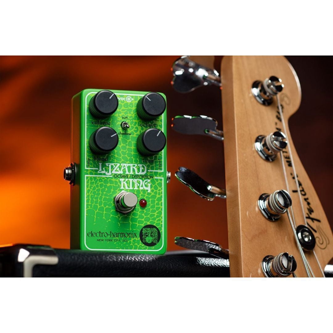 Electro-Harmonix Lizard King Octave Fuzz Pedal for Bass with Volume Knob, Input Jack, Sun and Shadow Switch