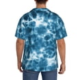 thumbnail image 3 of Yiaed Blue Tie Dye Print Mens Casual Wrinkle Free Shirts Short Sleeve Button Down Summer Stretch Dress Shirt-Small, 3 of 5