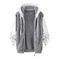 thumbnail image 4 of TQWQT Winter Coats for Women, Women's Hoodies Color Block Cardigan Coats Fluffy Sherpa Outerwear with Pockets Gray S, 4 of 6