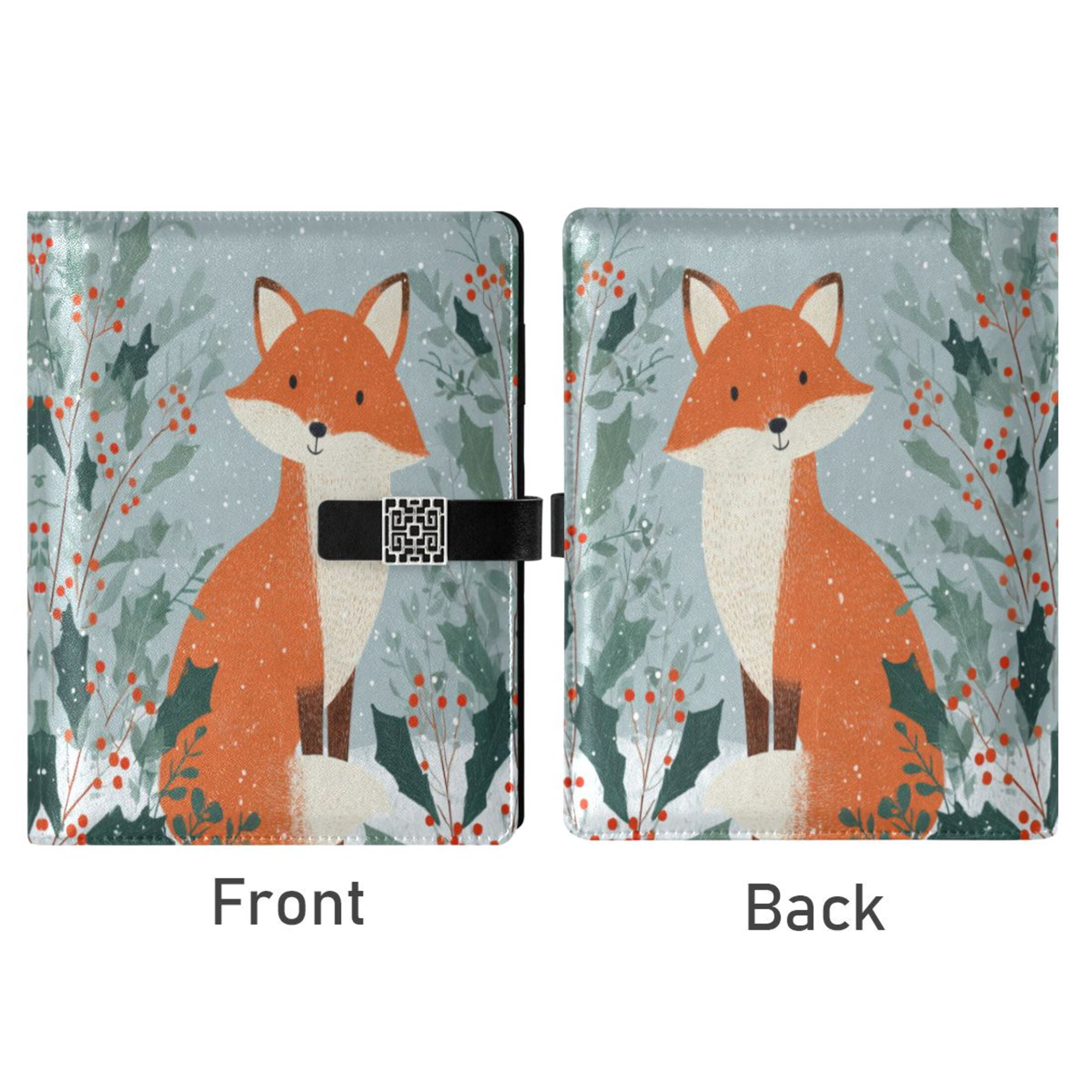 Leather Planner Leather Notebook Notebook Journal Binder Design Pen Pocket Design Convenient for Storage Fox in Snow