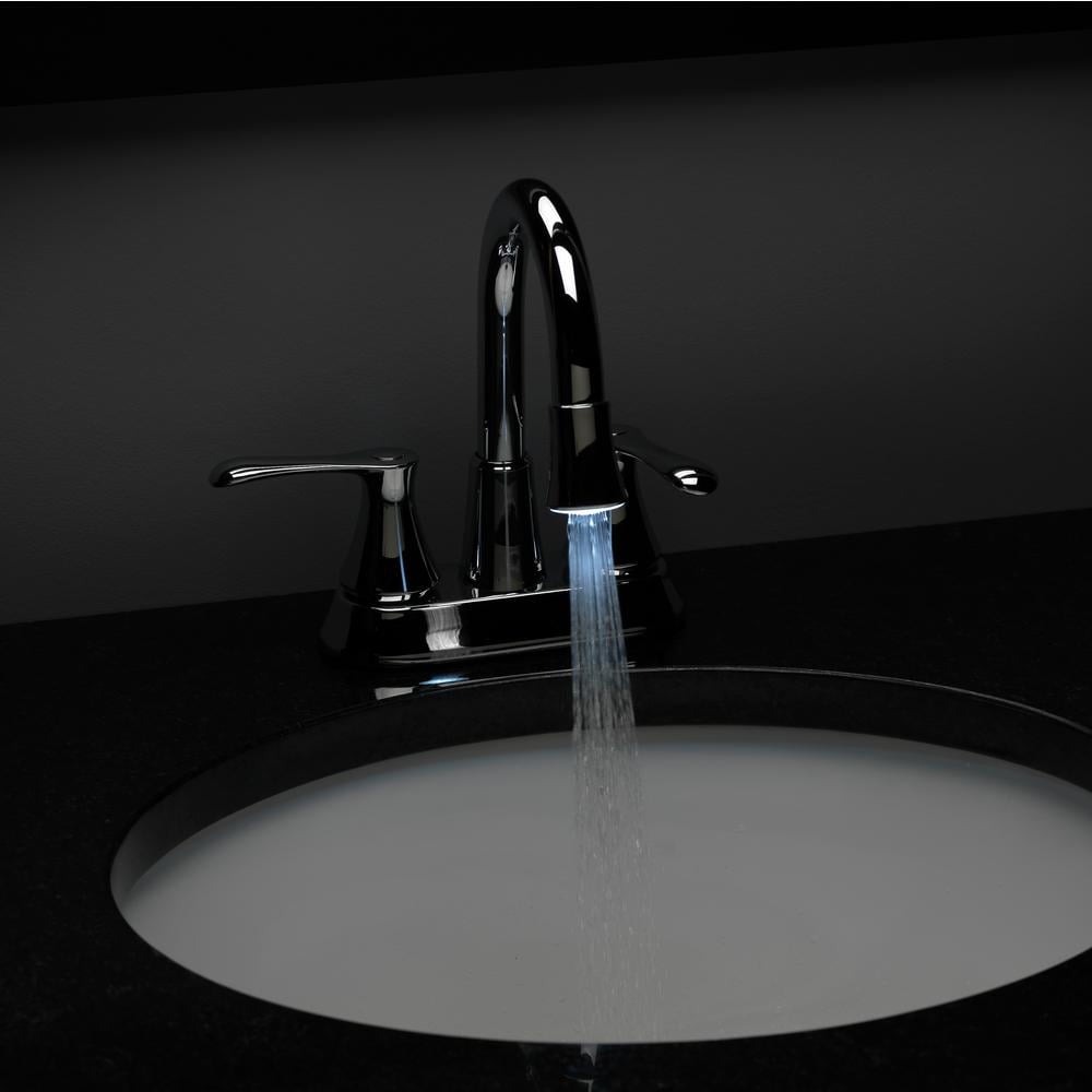 Homewerks Two Handle Bathroom Faucet with LED Aerator in Chrome