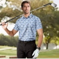thumbnail image 2 of LA LEELA Men's Short Sleeves Collared Jersey Classic Fit Button Down Casual Daily T-Shirt Golf Polo Shirts for Men XXL Tropical, Blue, 2 of 6