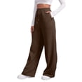 thumbnail image 1 of CHUANK Pantalon de Jogging Doublé pour Femmes, Jambe Droite Grand, Taille Haute, avec Poches, 1 of 7