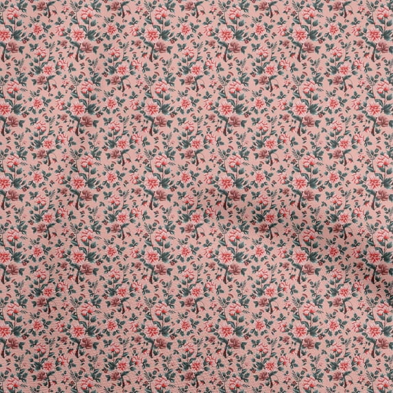oneOone Georgette Viscose Light Pink Fabric Florals Fabric For Sewing Printed Craft Fabric By The Yard 42 Inch Wide