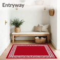 thumbnail image 3 of ODIKA 5'x7' Machine Washable Non-Slip Area Rug, Botanical Accented by Subtle Scrollwork and Contemporary Trim High Traffic Rug with Pad, Red, 588928, 3 of 8