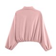 thumbnail image 4 of Cropped Jackets For Women Lapel Front Zipper Long Sleeve Pleated Hem Outwear Spring Fall Casual Trendy Cardigan (XL, Pink), 4 of 9