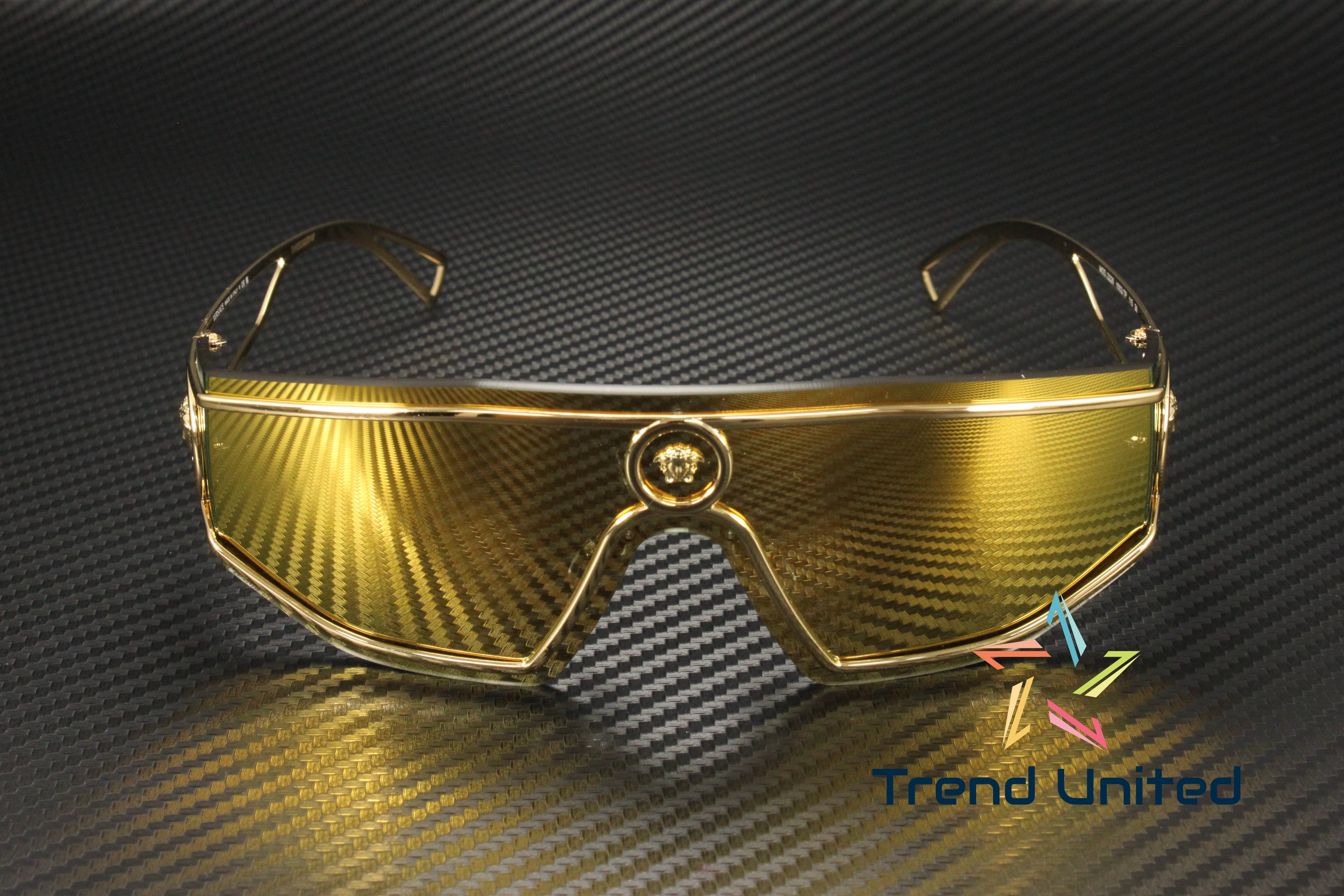 Versace Brown Mirror Gold Shield Men's Sunglasses VE2226 10027P 145