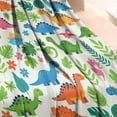thumbnail image 3 of White Cartoon Dinosaurs Jungle Pattern Blanket,Comfortable Soft Flannel Throw Blanket,All Season,Warm Lightweight Blankets for Sofa Bed Couch Living Room Chair,30"x40", 3 of 4