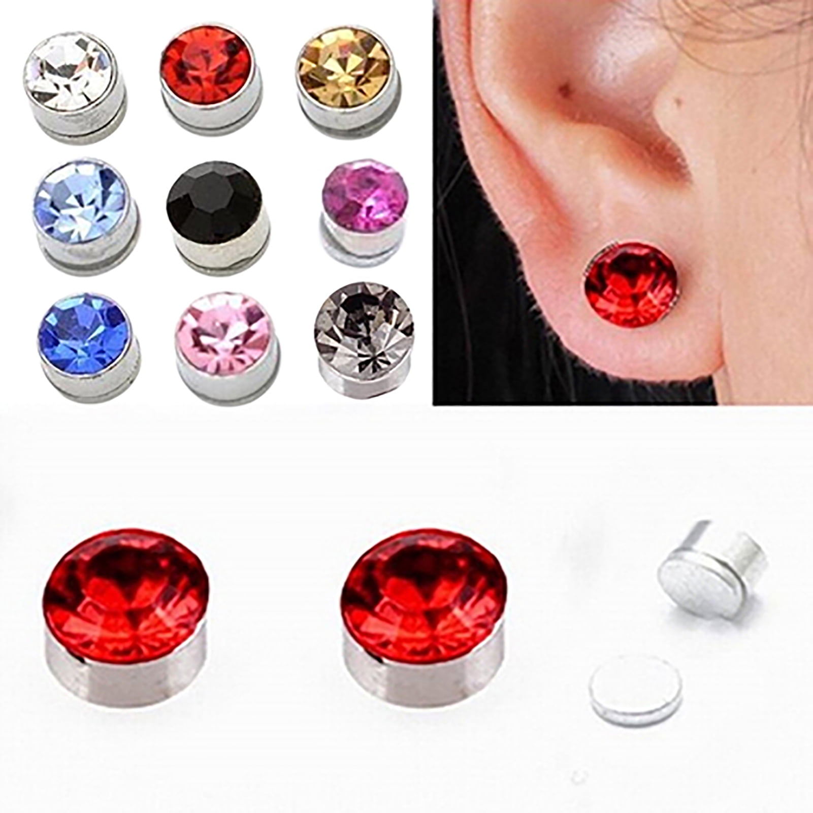 1 Pair Iron Eardrops Strong Magnetic Health Pierced Round Magnetic Iron Eardrops Earrings Gift for Women