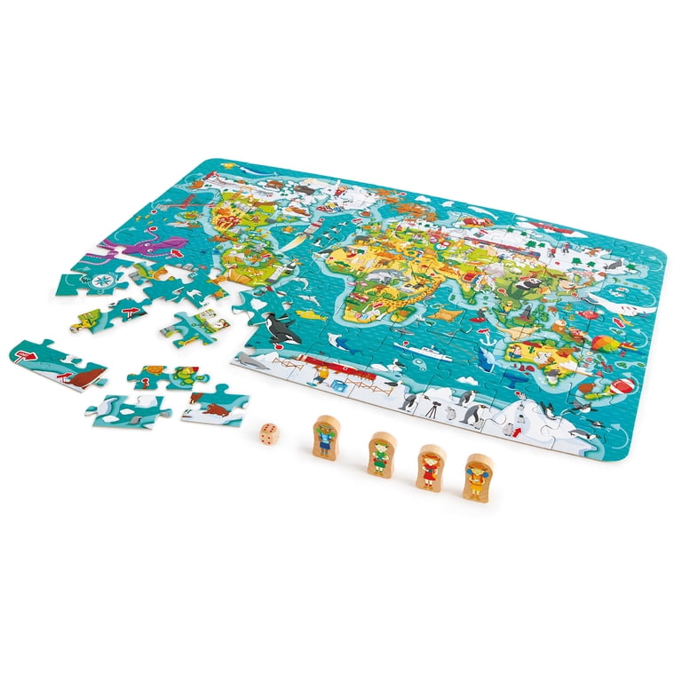 ペコちゃんTour around the world game Hape: 2-In-1 World Tour Puzzle & Game - 105pc, Oversized Double