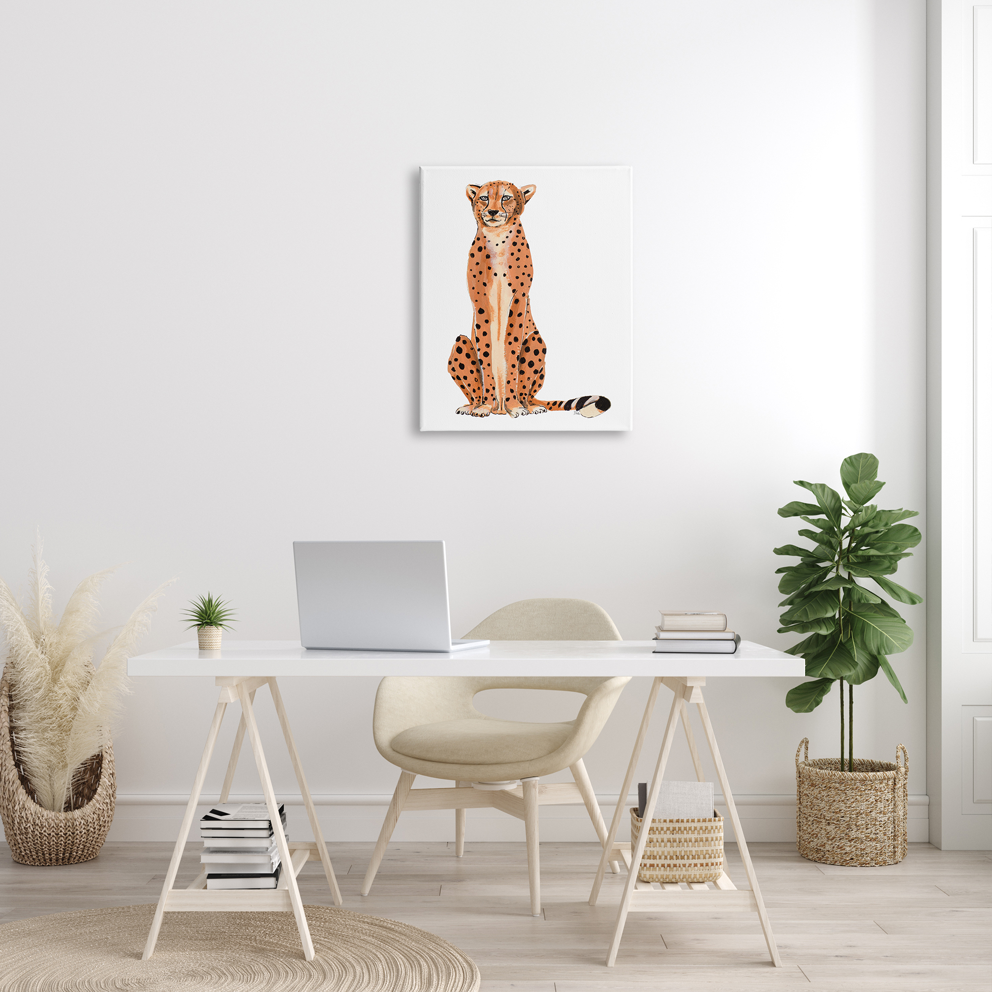 Stupell Industries Cheetah Sitting Down Relaxed Orange Black Spots , 24 x 30, Designed by Patricia Pinto