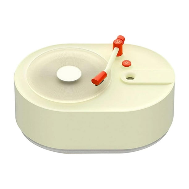 Humidificador de tocadiscos, difusor de aceites esenciales, luz ambiental, silenciador y vaporizador Beige