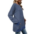 thumbnail image 2 of SHIBEVER Womens long sleeve tops Stripe plus size sweater pullover Shirts Casual Oversized Blouse Tunic with Pocket, 2 of 4