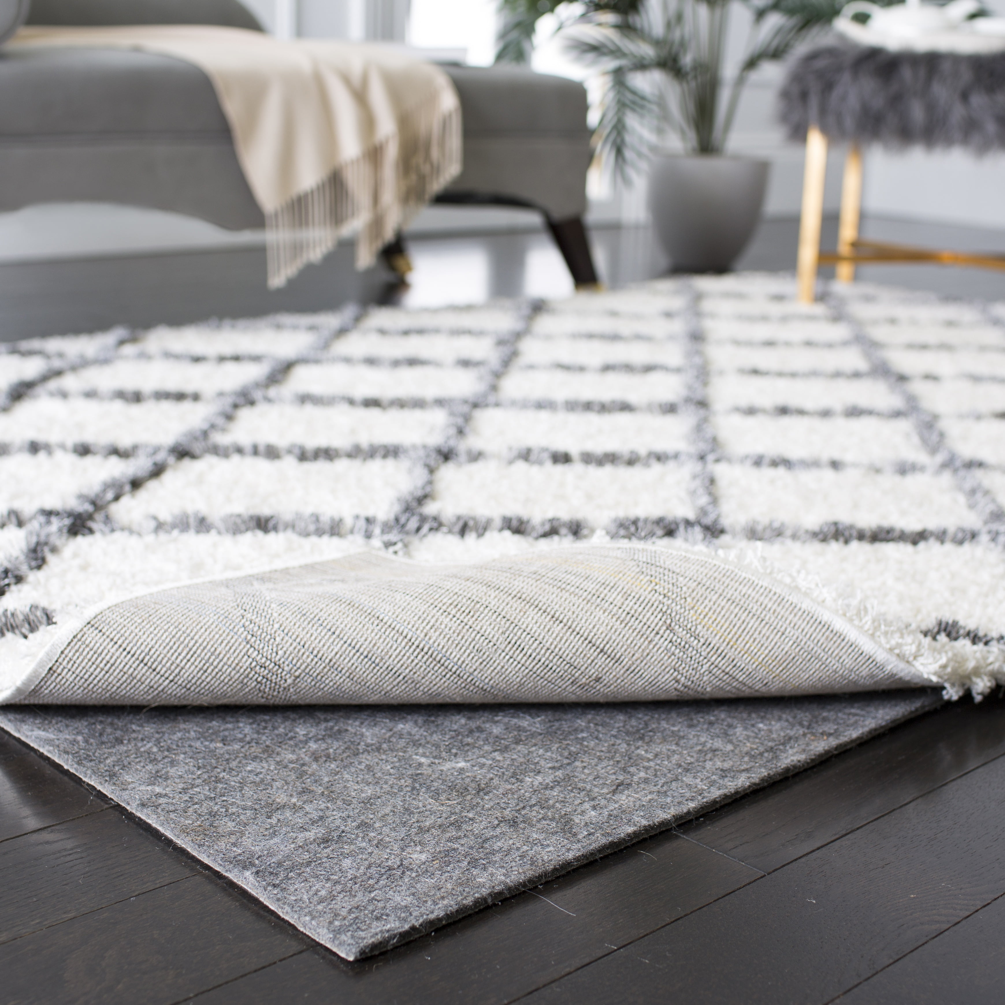 SAFAVIEH Durable Hard Surface Non-Slip Rug Pad, Grey, 5' x 8'