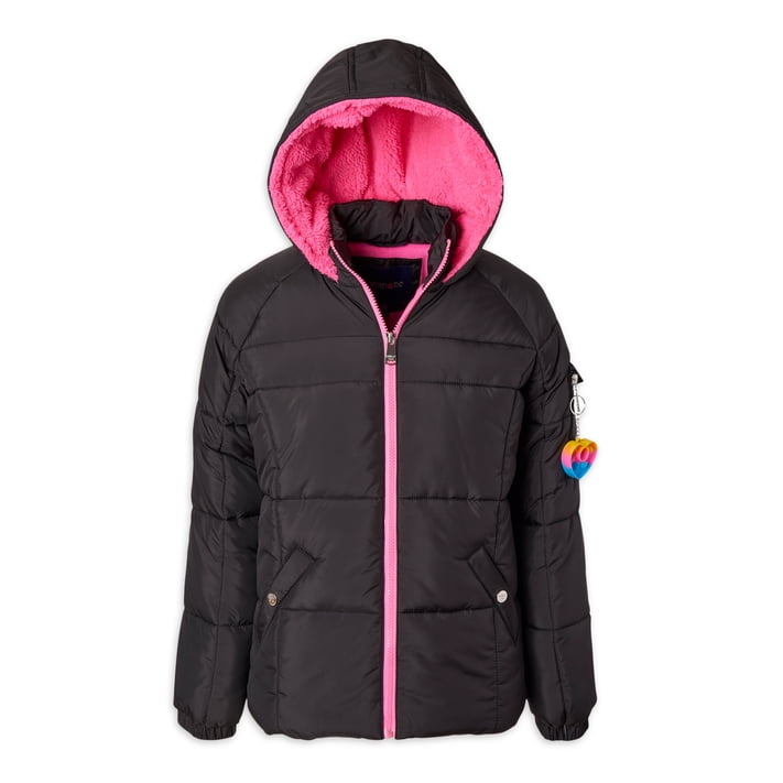 Limited Too Toddler Girl Puffer Jacket with Sherpa Fleece Hood Lining, Sizes 2T4T
